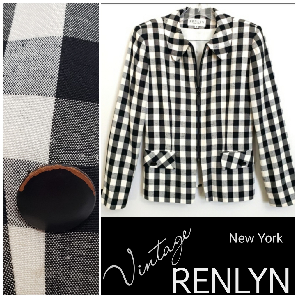 Vintage Renlyn Of New York Blk/Wht Gingham Longsleeve Blazer